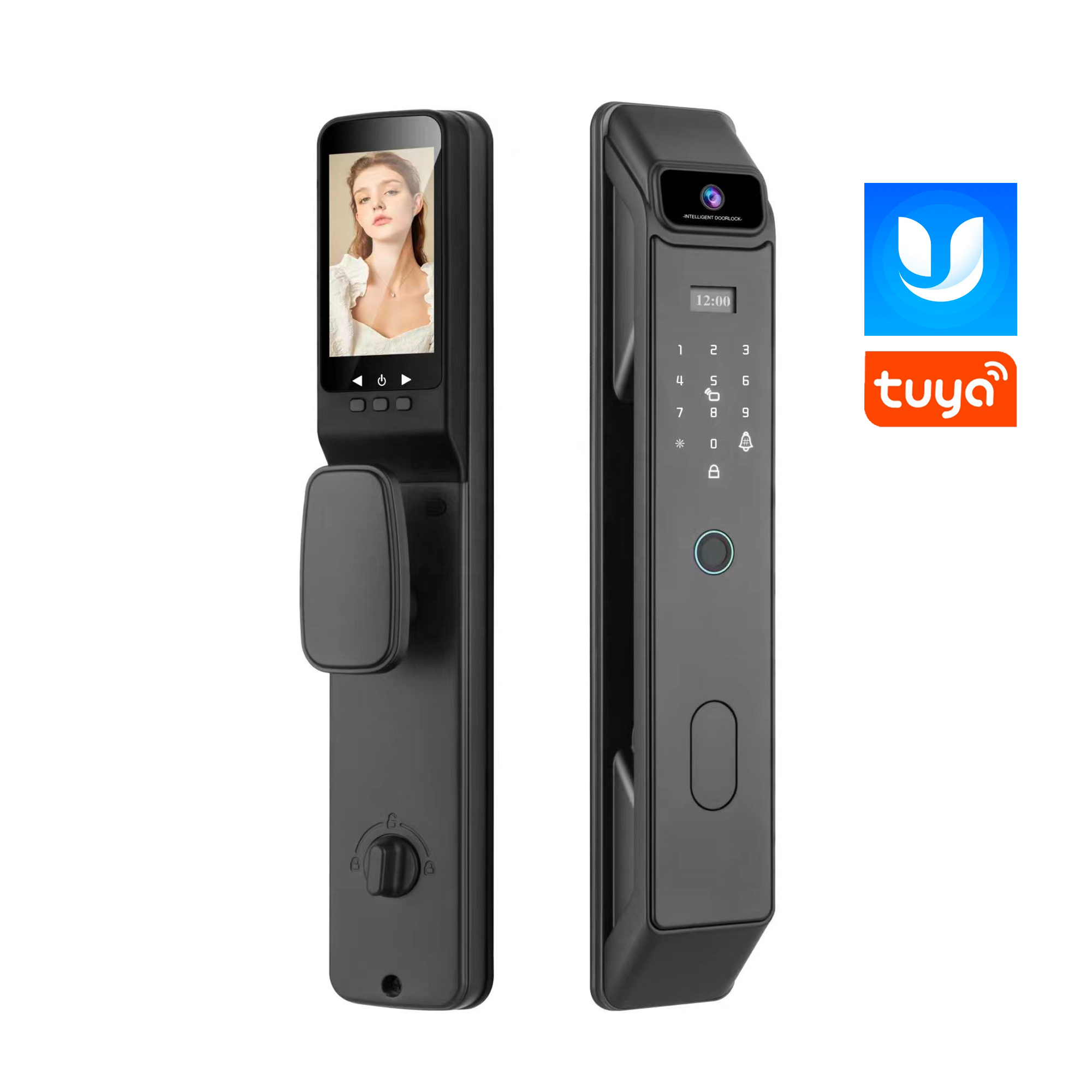 2024 Tuya Wifi 3D Face ID Fingerprint Password Wireless Automatic Smart Door Lock with Camera Smart Fingerprint Door Lock