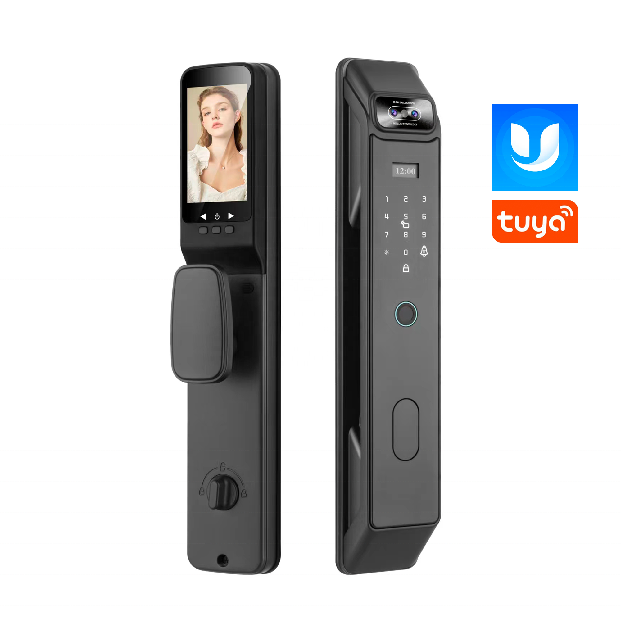 2024 Tuya Wifi 3D Face ID Fingerprint Password Wireless Automatic Smart Door Lock with Camera Smart Fingerprint Door Lock