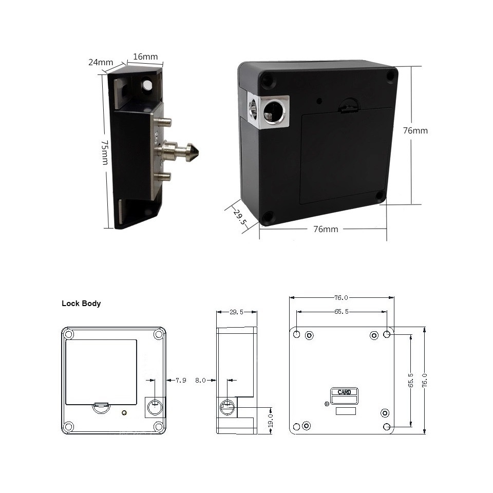 Wireless Hidden Locker Lock No holes Intelligent Induction RFID Hidden Cabinet Lock