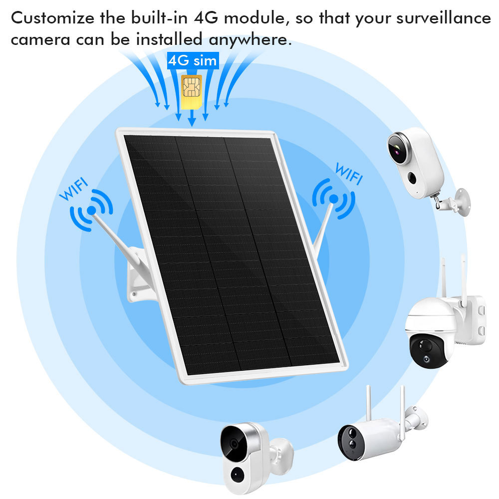 TecDeft Mini Solar Panel Tpye-c Micro Usb Output small size 15W Pole Wall mounted MONO solar panel for outdoor Wireless camera