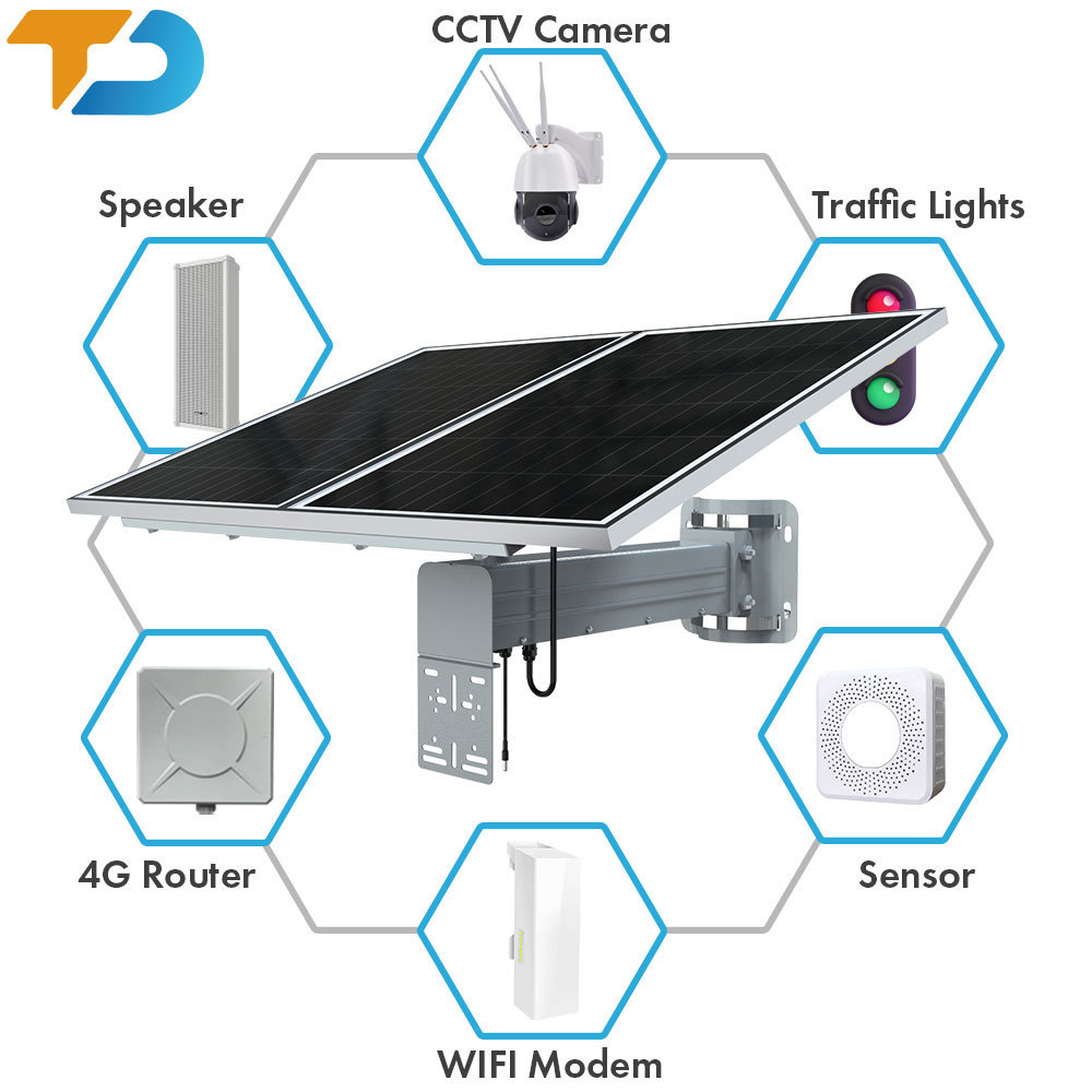 TecDeft Customize 60w 3.2v 60ah Solar Power System With Battery For Cctv Outdoor Solar Panels For Security Camera