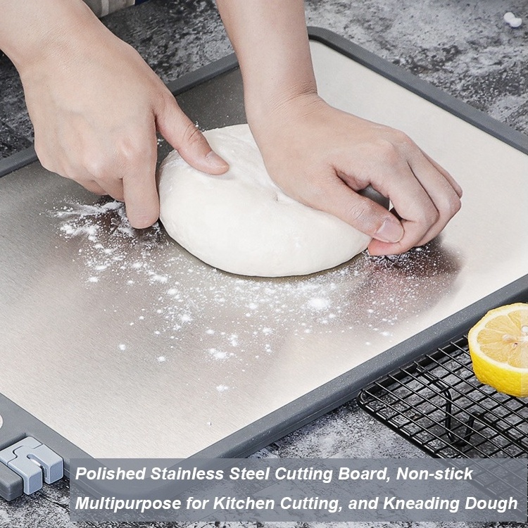 Anti-slip Heavy Duty Multifunction Chopping Board Double Sided Wheat Straw and Stainless Steel Cutting Board with Sharpener