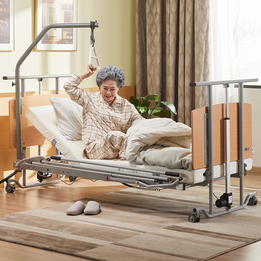 Tecforcare Ultra low 67mm--640mm nursing home bed for elderly electric home care Wood hospital bed for rent Steel Home care bed