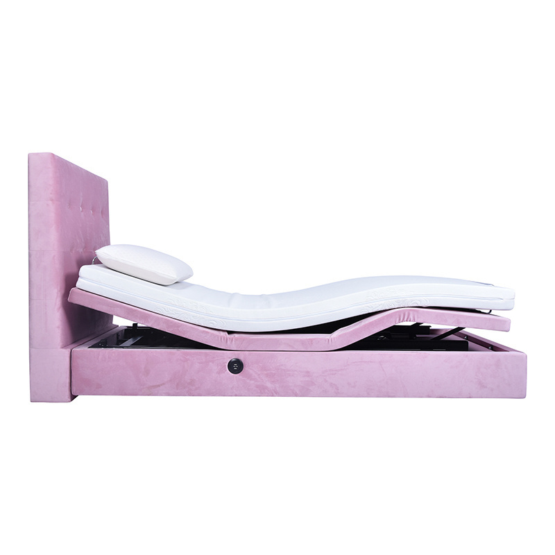 Tekvorcare twin  pink velvet bed king size electric bed adjustable full hello kitty bed frames