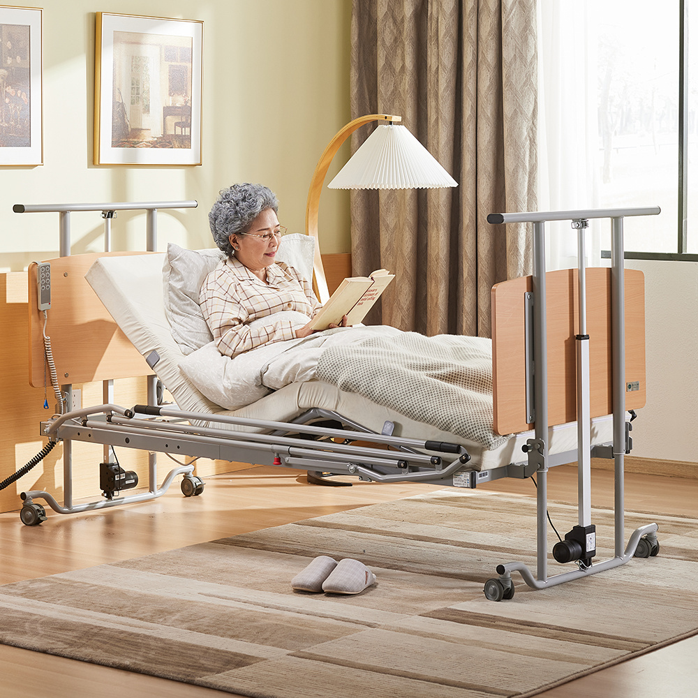 Tecforcare Ultra low 67mm--640mm nursing home bed for elderly electric home care Wood hospital bed for rent Steel Home care bed