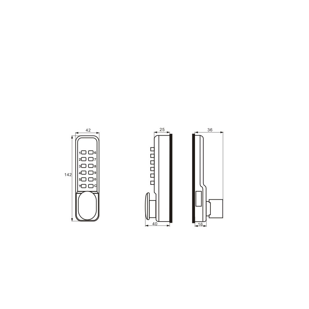 F258A Push button mechanical keyless code locks for glass door lock