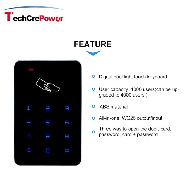 Plastic RFID 125KHz Touch Screen keypad Standalone Access Control Systems Products Access Card Reader