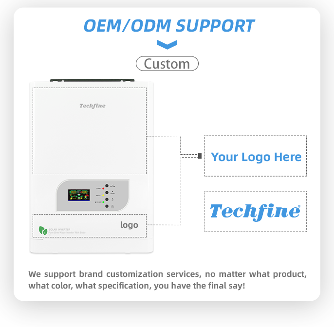 Techfine Off Grid DC 24V AC 220V 230V 2.4KW off grid Solar Power Inverter 3KVA 2400W With MPPT Charger Controller