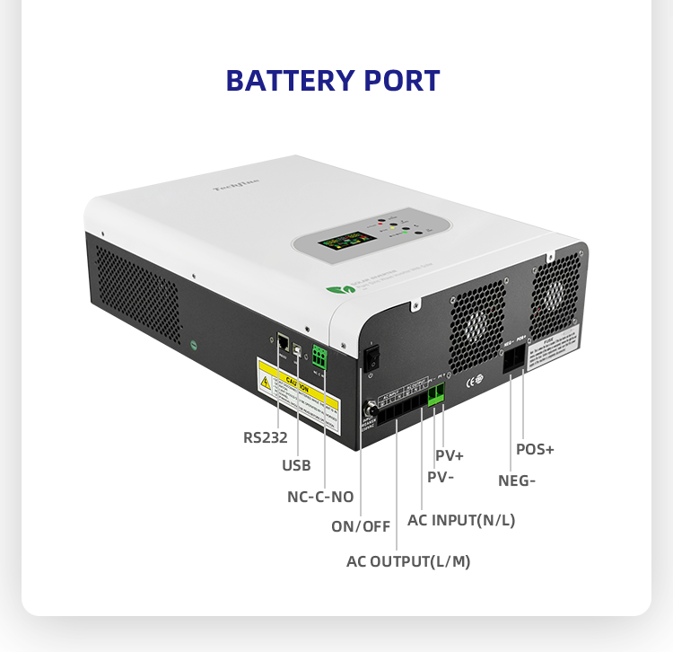 Techfine Off Grid DC 24V AC 220V 230V 2.4KW off grid Solar Power Inverter 3KVA 2400W With MPPT Charger Controller