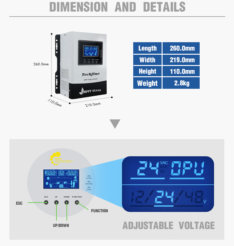 MPPT regulator 40a 60a 80a 100a mppt charge controller inverter charger with wifi optional