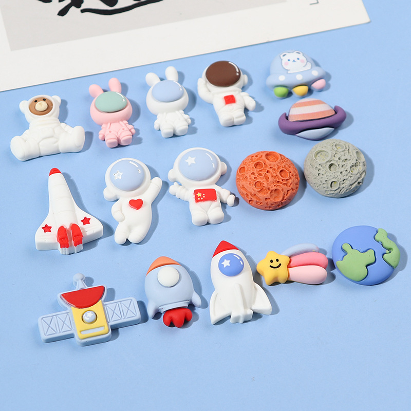 Cartoon rocket astronaut space craft accessories diy cream glue phone case materials package resin accessories materials