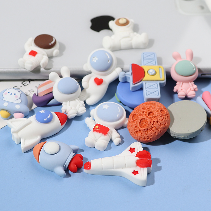 Cartoon rocket astronaut space craft accessories diy cream glue phone case materials package resin accessories materials