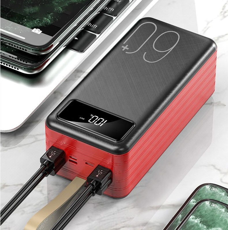 30000mAh Power Bank Case Fast Charging Portable Phone Battery 4 USB Charger PD 22.5W Digital Display without Battery