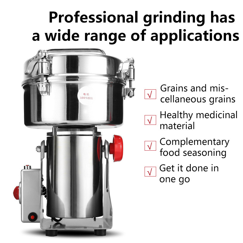 800G small household stainless steel 304 mini grinder Small rice, corn, walnut, coffee, cocoa, peanut, soybean grinder