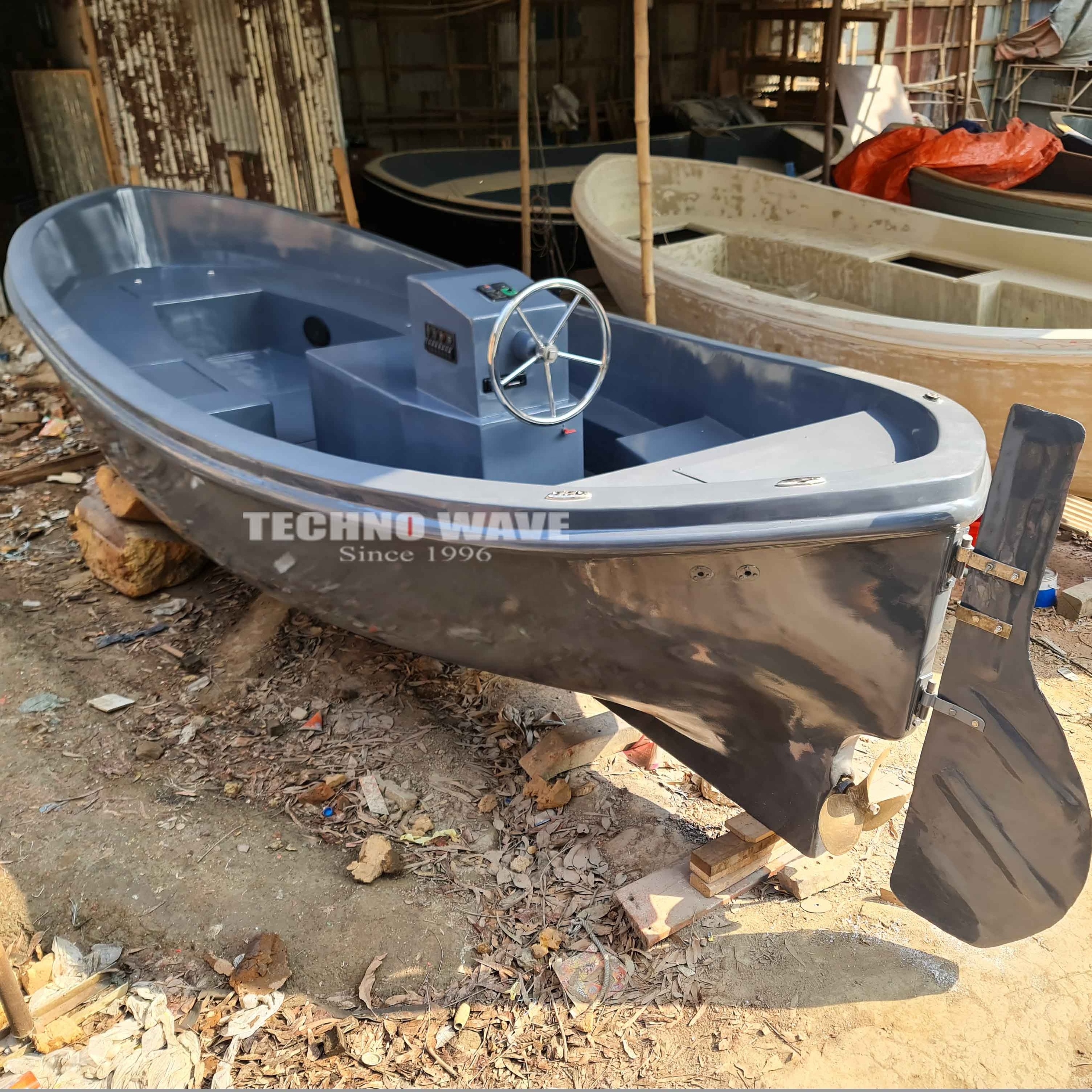 Customize fiberglass lifeboat to complete Ducth sloep pleasure boat equipped by inboard diesel engine or electric motor