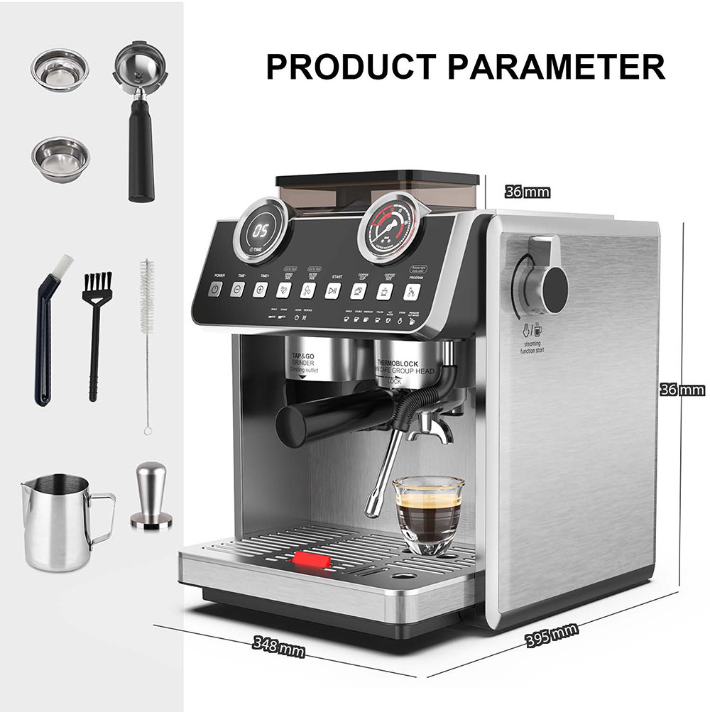 Semi automatic coffee machine Double Boiler Electric Coffee Maker with Bean Grinding 20 Bar Pressure