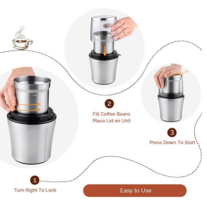 Small Kitchen Coffee Bean Grinder Stainless Steel Wet&Dry Grinder Portable Electric Grinder