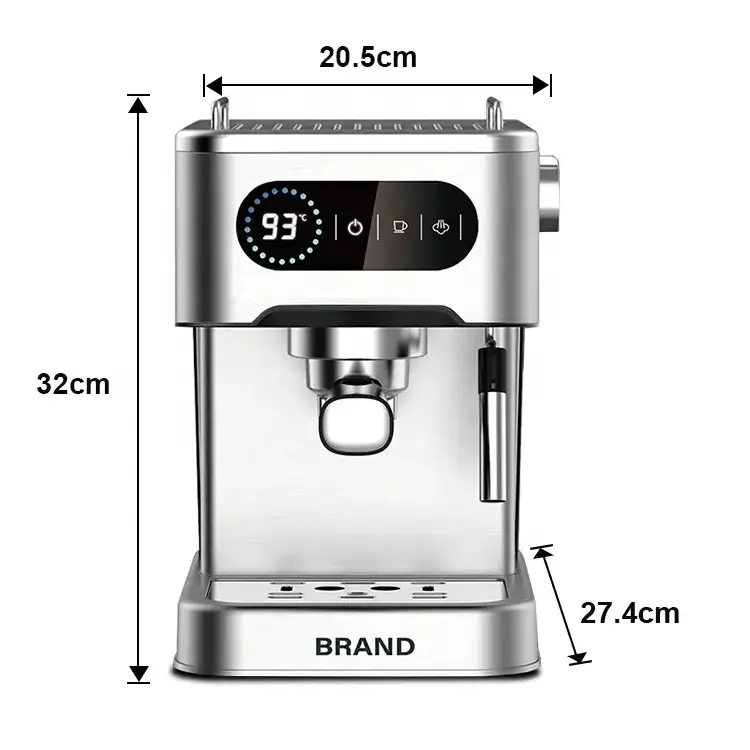 15 bar Professional Espresso Coffee Machine Stainless Steel Coffee Maker home stainless steel automatic screen Commercial Coffe