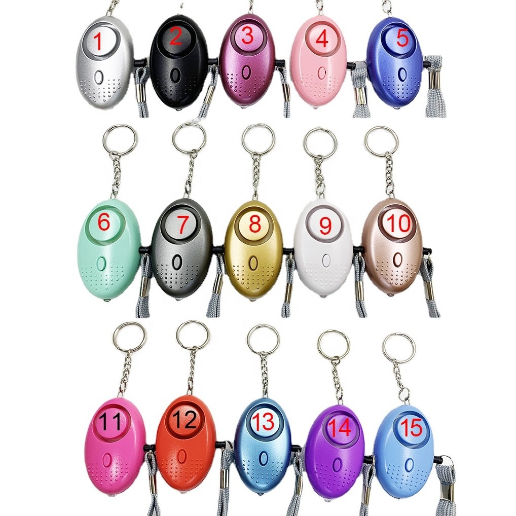 17 Colors Stock Safety Emergency Sound Alarm Keychain Self Protection Keychain Sound Alert Devices Personal Alarm with Led Light