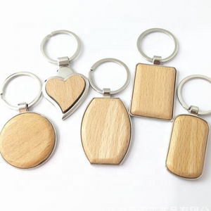 wholesale spot Wooden  keychain beech wood key chain laser logo advertisement keychain