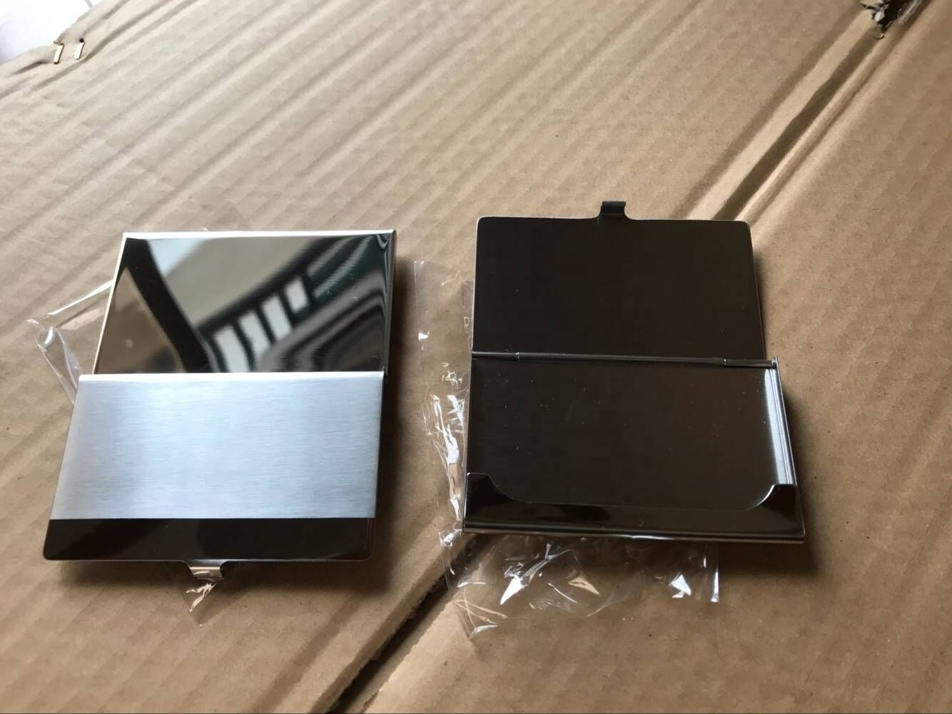 stainless steel square metal business card holder