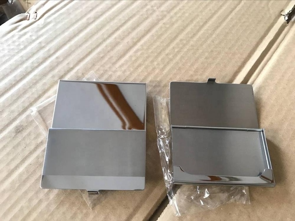 stainless steel square metal business card holder