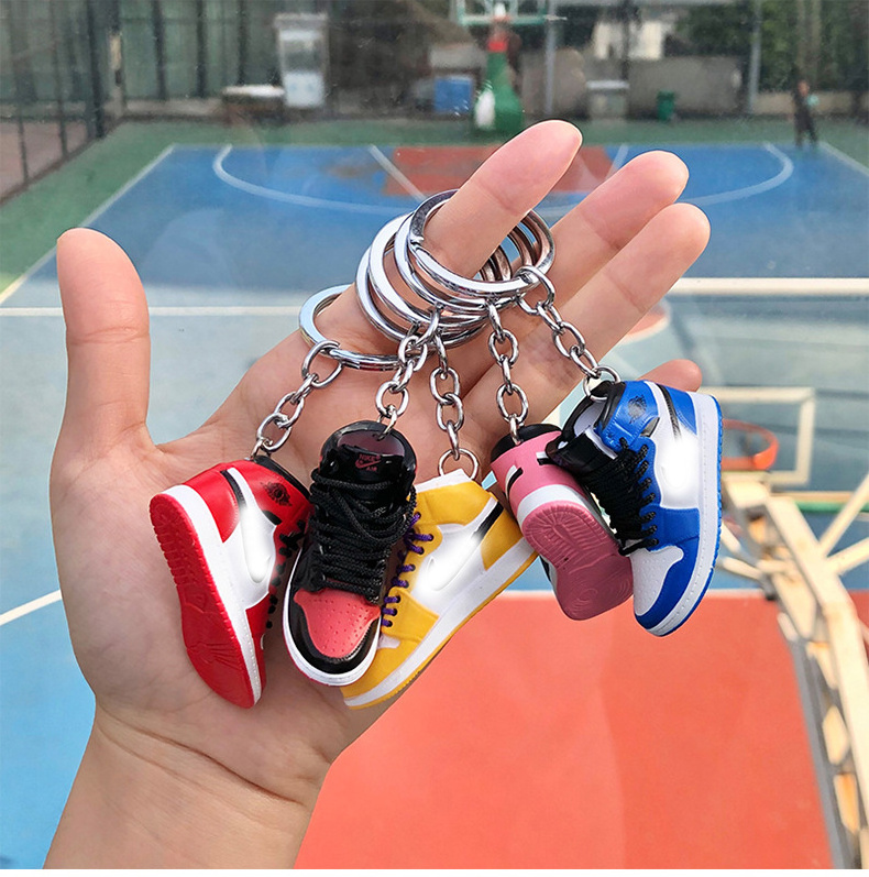 Wholesale Multi Designs 3D Mini AJ Sneakers Keychain 3D Sport Shoes Key Chain Sneaker Keychain