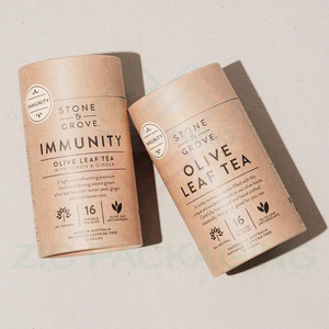 Hot Sale Logo Printed Recyclable Kraft Round Tube Paper Cardboard Tea Packaging Cylinder Box