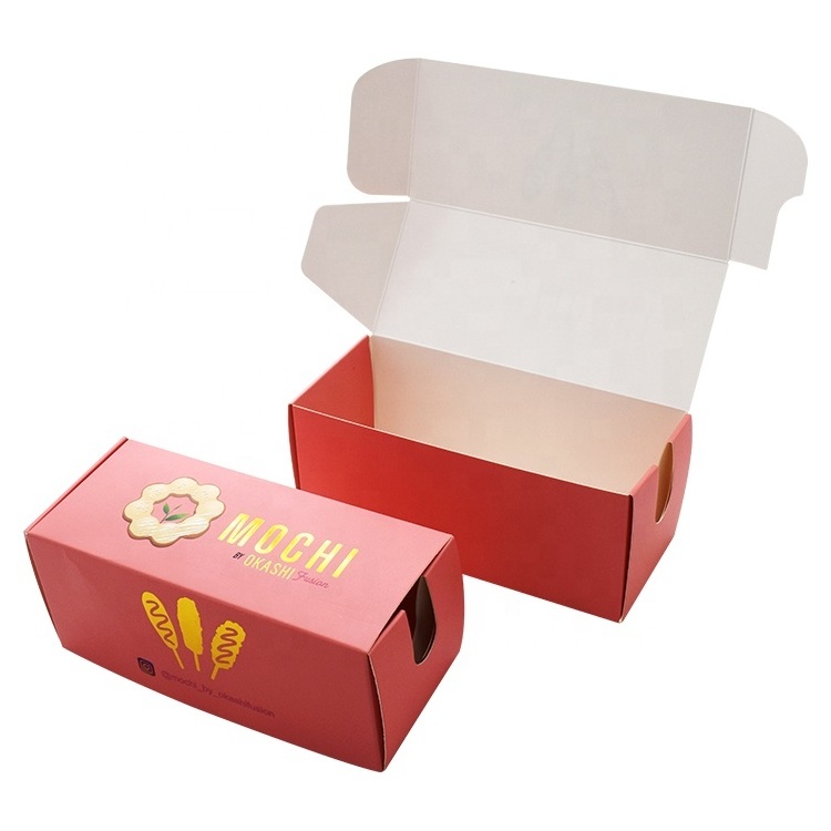 Eco Friendly Food Grade Pink Hotdog Paper Box Bakery Cake Pizza Crepe Cookies Catering Lunch Picnic Packaging Box Transparent