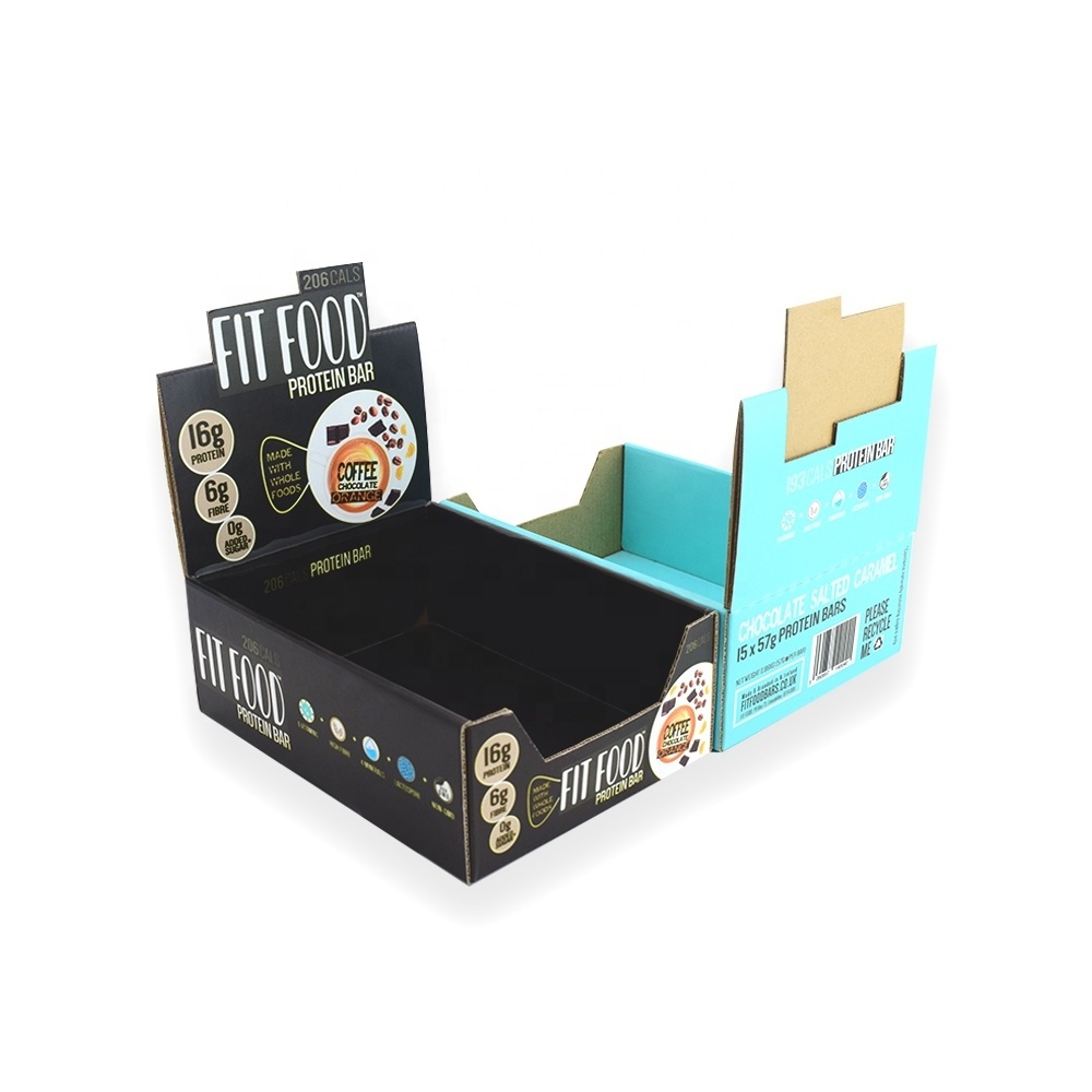 Custom Retail Store Table Top Display Box Full Recyclable Corrugated Cardboard Counter PDQ Display Tray for Coffee