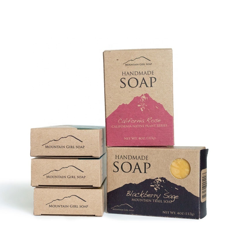 High Quality Luxury Custom Small Printed Packaging Recycled Homemade Orange Soap Kraft Paper Pacgkage Box