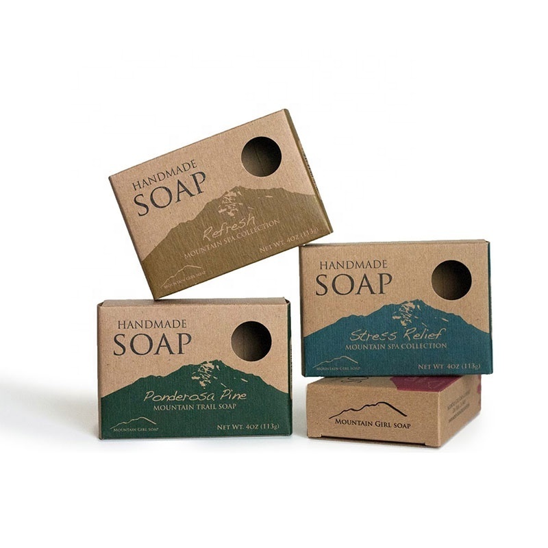 High Quality Luxury Custom Small Printed Packaging Recycled Homemade Orange Soap Kraft Paper Pacgkage Box