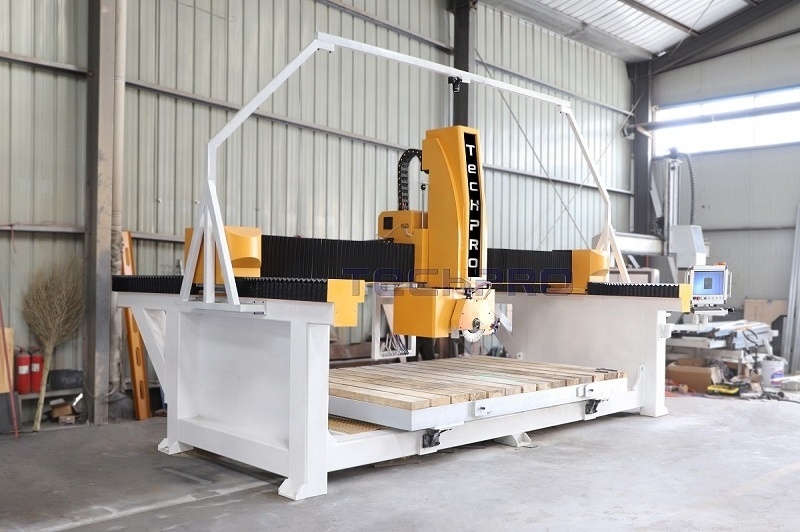 TechPro 5 Axis CNC Bridge Saw Table Stone Cutting Machine Working for Granite Marble For Sale