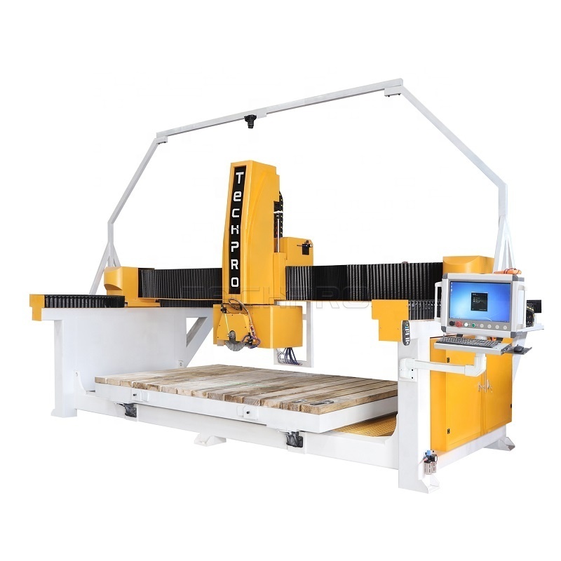 TechPro 5 Axis CNC Bridge Saw Table Stone Cutting Machine Working for Granite Marble For Sale