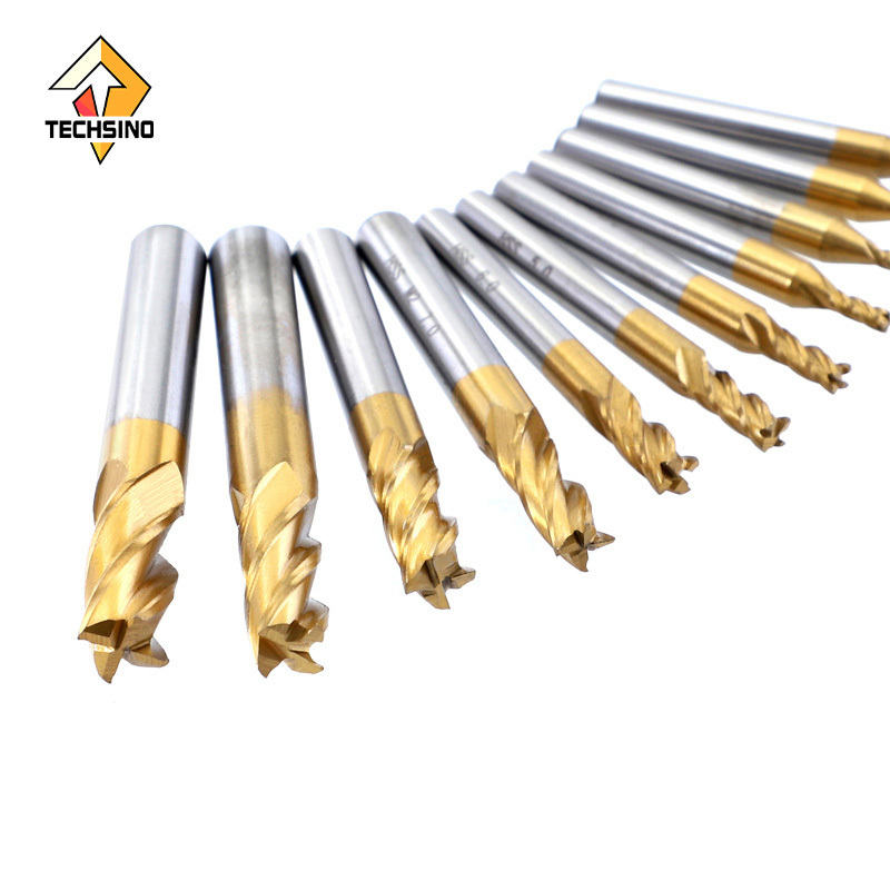 carbide Milling Cutters 4-Flute Titanium Coated HSS End Mill Set 1.5-10mm CNC Router Bit For  Steel Milling