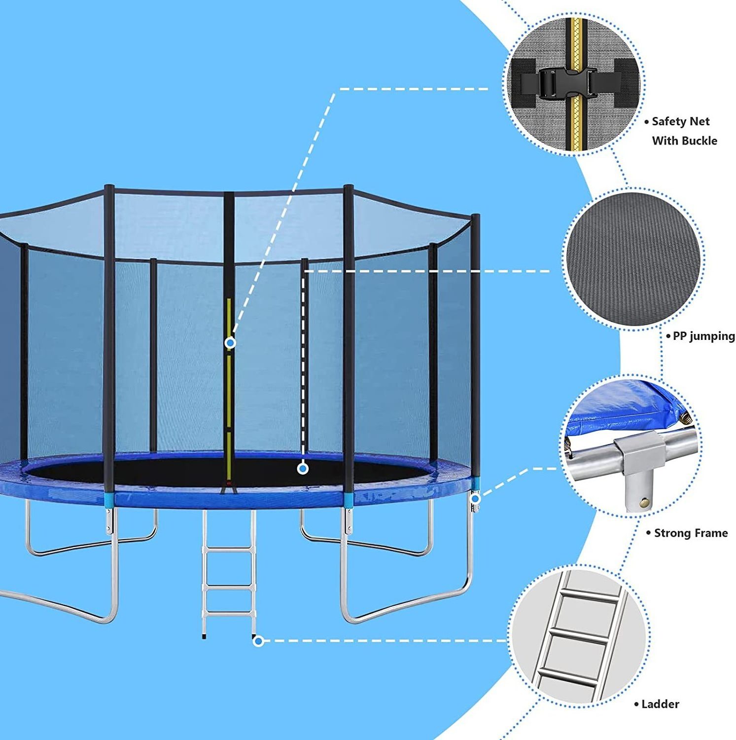 Manufacturer Child Trampolines Adults With Enclosures Round 10ft 12ft 16ft Trampoline Outdoor With Safety Net