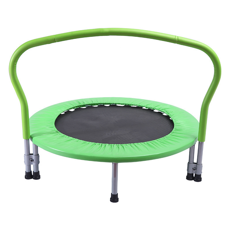 36 Inch Folding Jump Bed Indoor Mini Round Trampoline Outdoor Kids Fitness Equipment With Adjustable Foam Handle