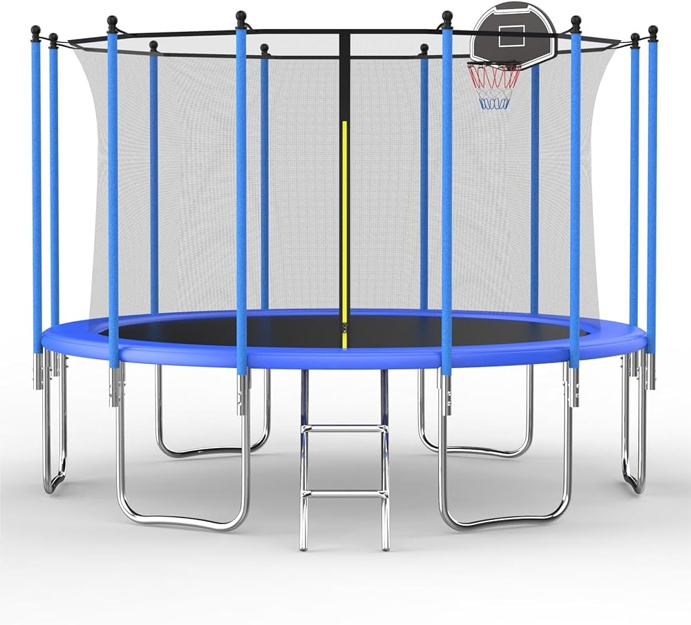 14ft Large Recreational Jump Children's Basketball Hoop Set Trampoline Basketball Court Trampoline Outdoor Kids For Dunking