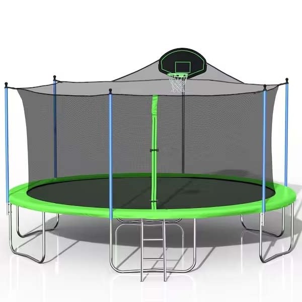 14ft Large Recreational Jump Children's Basketball Hoop Set Trampoline Basketball Court Trampoline Outdoor Kids For Dunking