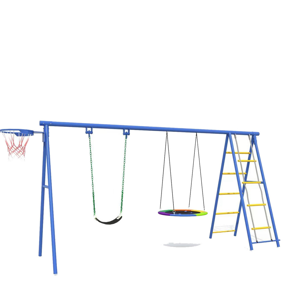 Children Garden Outdoor Metal Saucer Swing Set Belt Basketball Rim Commercial Outdoor Playground Swing With Slide And Swing For