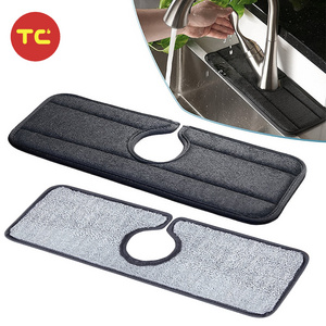 Kitchen Faucet Absorbent Mat Faucet Drip Catcher Sink Splash Guard Thicken Sponge Microfiber Faucet Mat for Sink