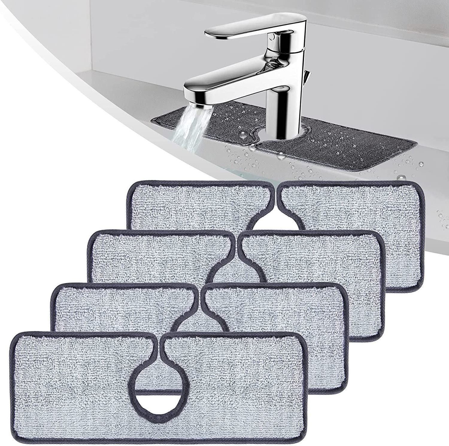 Kitchen Faucet Absorbent Mat Faucet Drip Catcher Sink Splash Guard Thicken Sponge Microfiber Faucet Mat for Sink