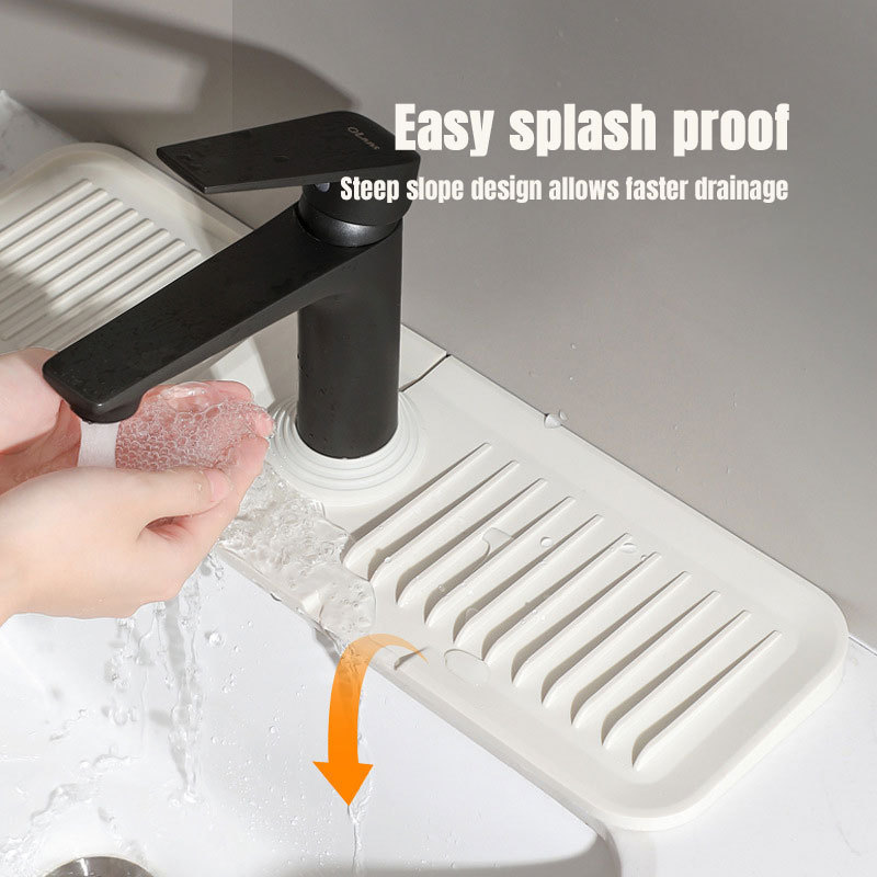 High Quality Silicone Waterproof Faucet Water Catcher Mat Kitchen Sink Splash Guard Draining Pad Behind Absorbent Mat