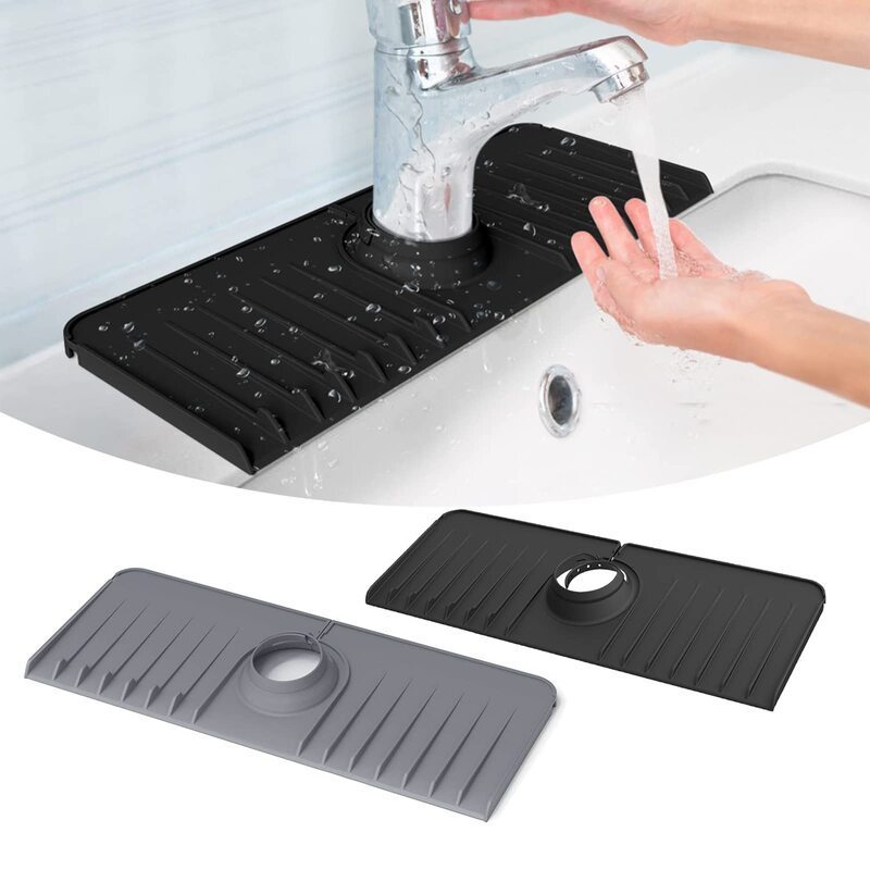 Upgaraded Kitchen Sink Splash Guard Silicone Faucet Mat Faucet Rack for Kitchen Bathroom Sink Faucet Absorbent Mat Water Catcher