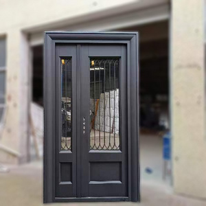 TECHTOP Hot Sale Theft Proof Steel Safety Entry Residential Modern Exterior Main Steel Door With Glass