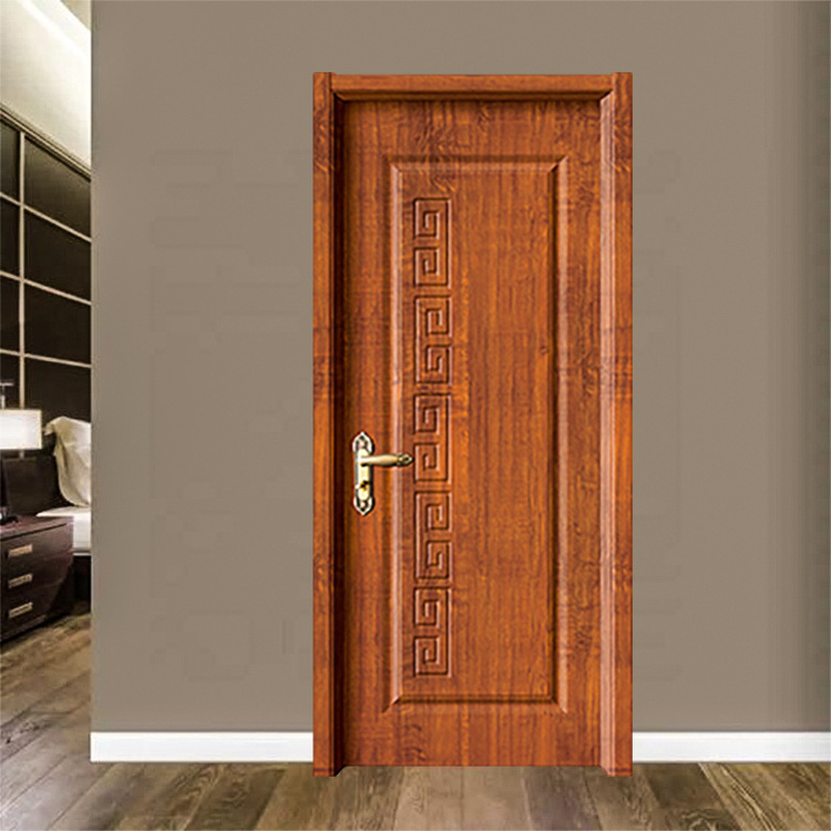 TECHTOP Solid WPC/PVC Automatic Solid Wood Swing Door Mdf Core Modern Exterior Wood Door For House For Bedroom