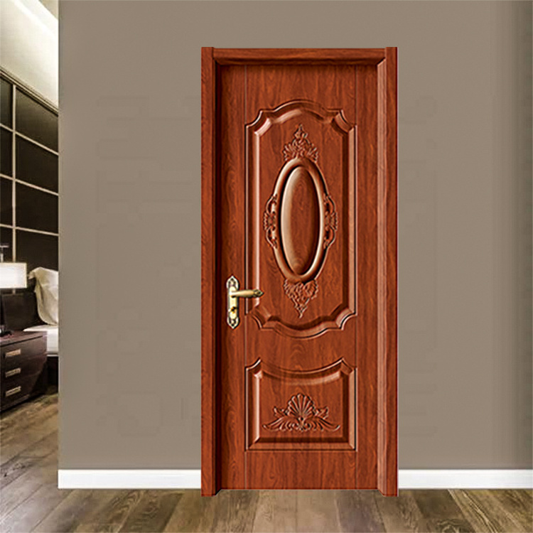 TECHTOP Solid WPC/PVC Automatic Solid Wood Swing Door Mdf Core Modern Exterior Wood Door For House For Bedroom