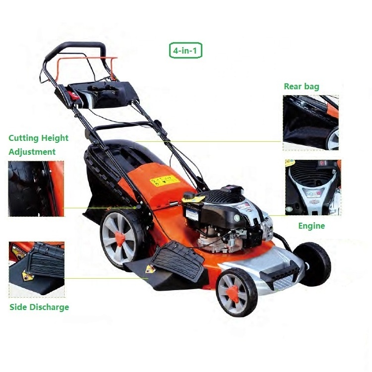 21 inch 4 in1 Self Propelled Gasoline Lawn Mower With Aluminum Chassis Mower Key Start