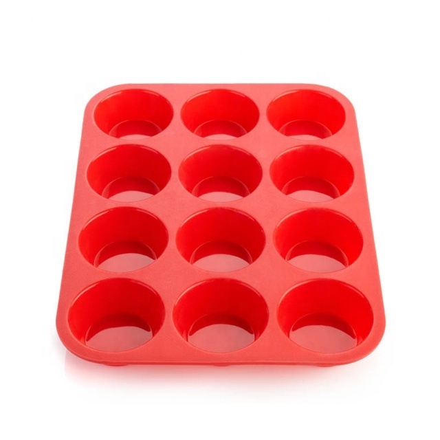 Non Stick 12 Cups Cake Baking Cupcake Mold Silicone Muffin Tray