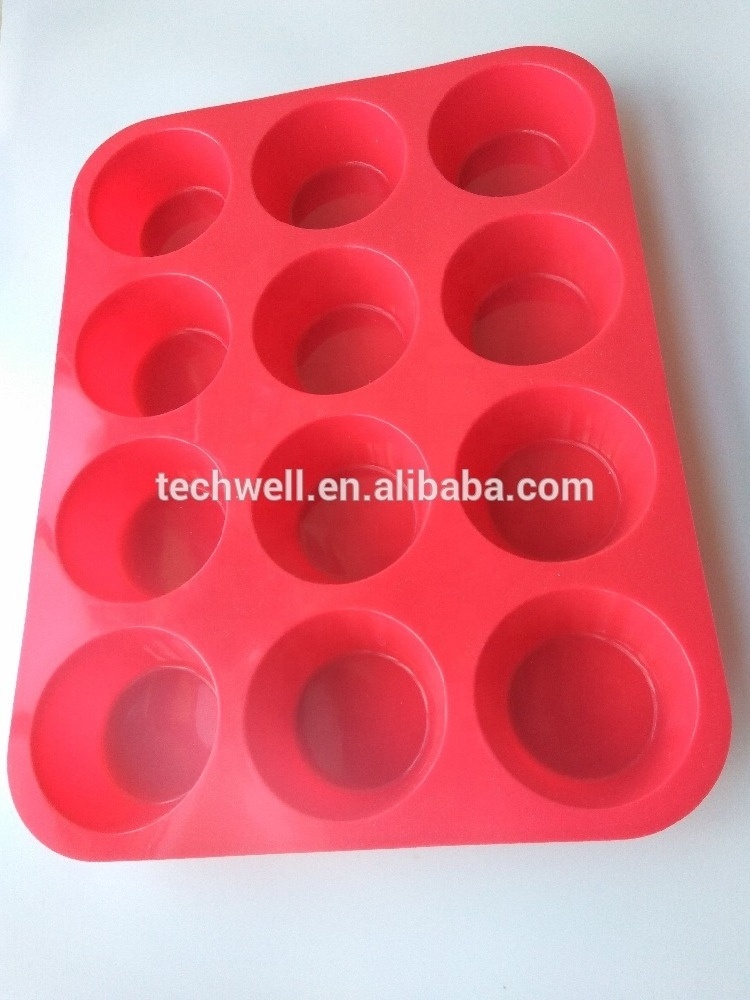 Non Stick 12 Cups Cake Baking Cupcake Mold Silicone Muffin Tray